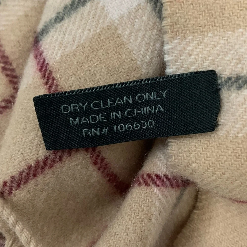 Enya Montanani 100% Cashmere Plaid Fringe Scarf